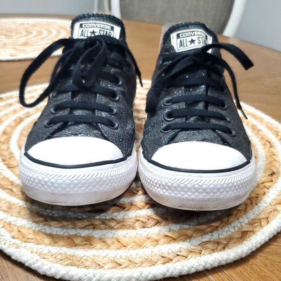 CONVERSE Chuck Taylor’s Black Glitter Unisex Lowtop Sneakers 9W/7M - Picture 2 of 10